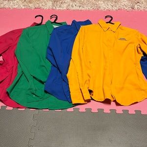 Set of 4 Columbia PFG Tamiami pink,green,blue,and orange Long Sleeve shirt